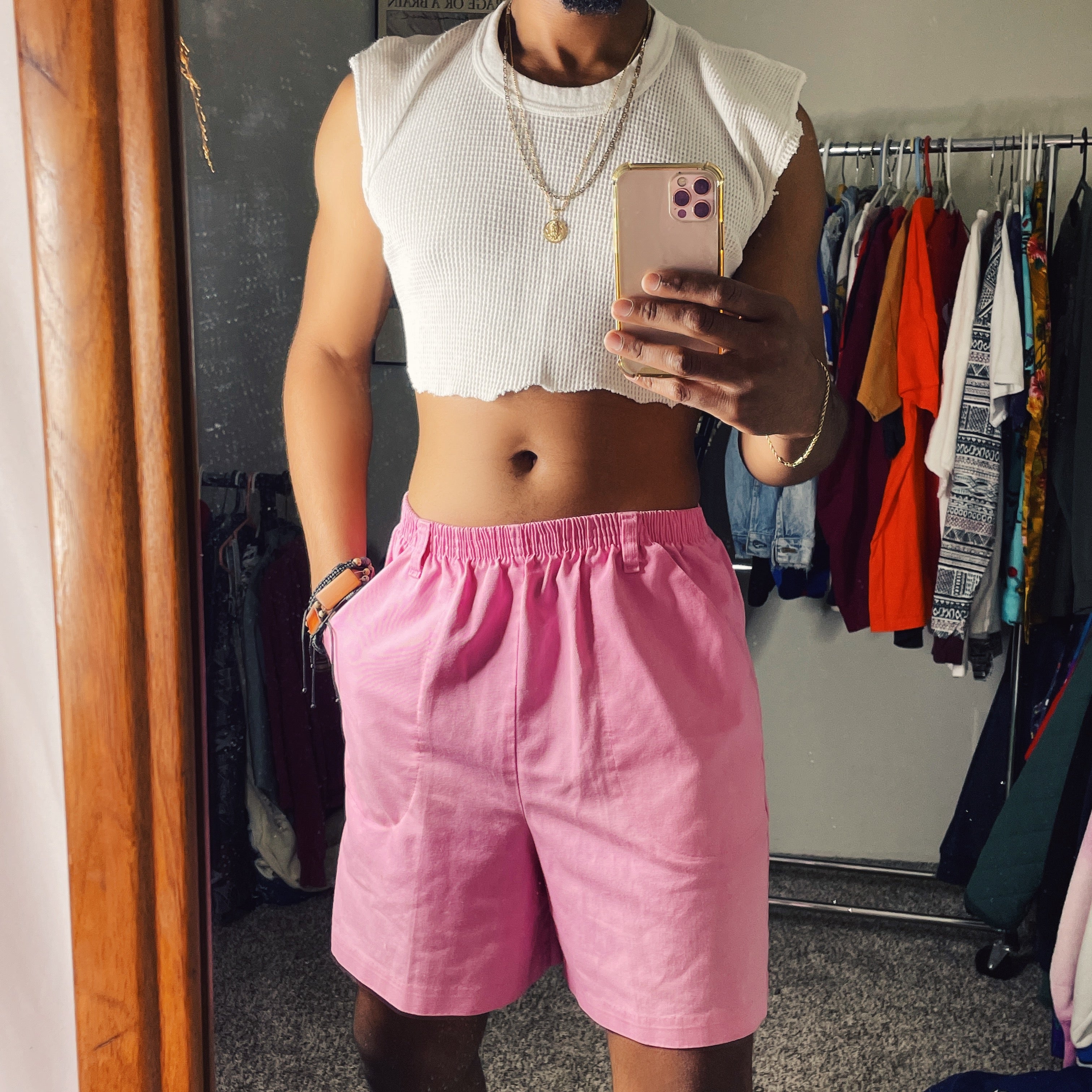 Pink trouser shorts
